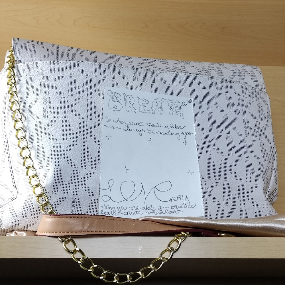 Michael Kors White and Gold Chain Bag